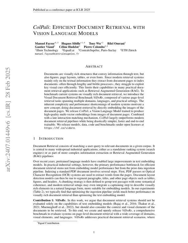 ColPali paper first page