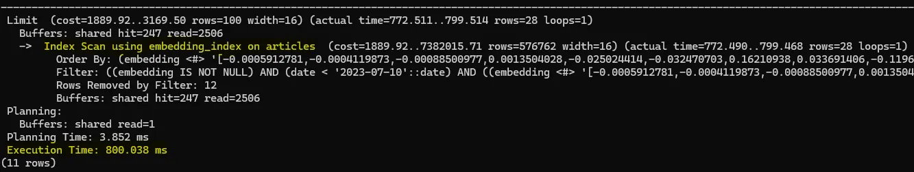 Query plan for similarity search then filtering